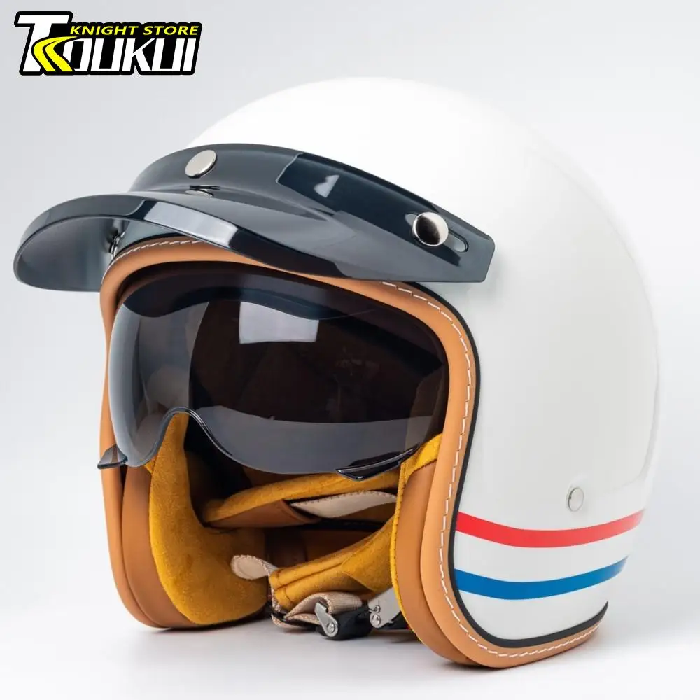 

Scooter Helmet Motorcycle DOT Approved Capacete De Moto Helmet Open Face Double Lens Casco Moto Equipment Cycling Four Seasons
