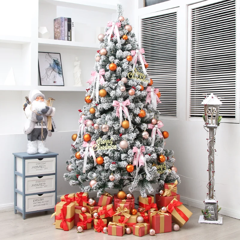 

Flocking Snowflake Christmas Tree Set Living Room Luxury Large Encrypted Artificial Christmas Tree for Kids New Year Home Decor