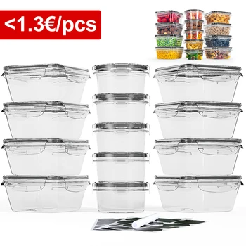 Contenitori per alimenti con coperchi, contenitori per congelatore, portapranzo, 26 pezzi (13 contenitori, 13 coperchi), 8x0,55 L e 5x0,24 L 1