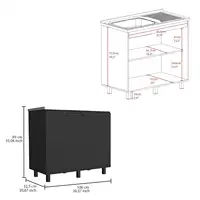 Napoles 2 Utility Sink with Cabinet, Stainless Steel Countertop, Interior Shelf Black 2