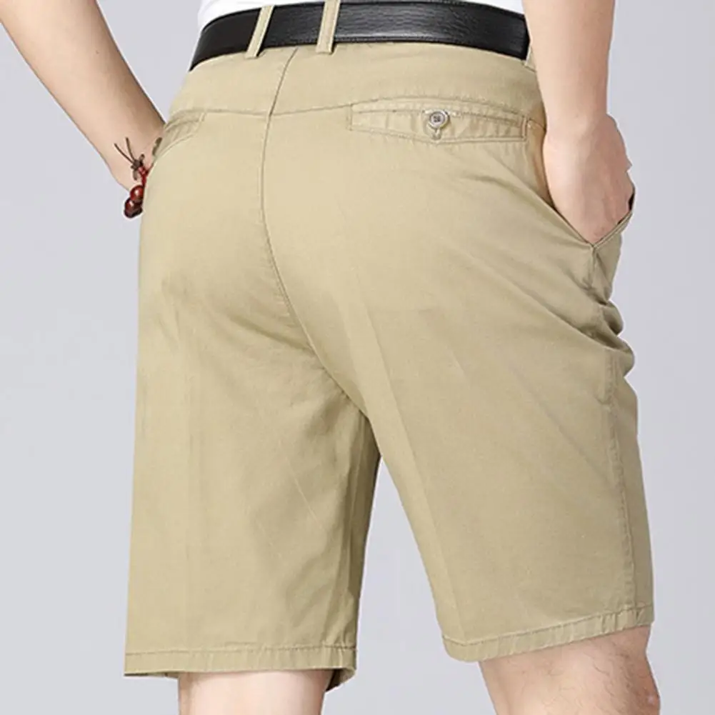 

Men Button-zip Fly Shorts Button-zip Fly Design Men Shorts Men's Summer Business Style Knee-length Shorts with Zipper for Father