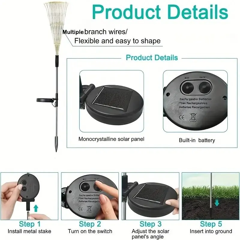 String Lights 1pc Solar Powered Waterproof Outdoor Bulb for Lawn Patio Garden 90/120/150/200 LEDs DIY Decoration