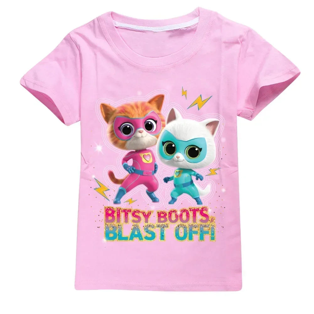 New Game Super Kitties Kids Clothes Summer Baby Boys Cotton T shirt Toddler Girls Short Sleeve Tops 2~14Y 3