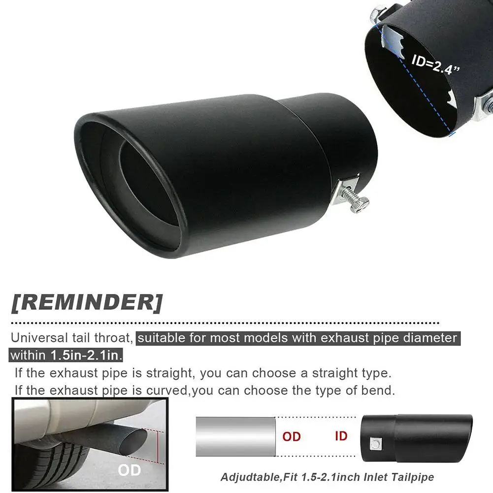 Exhaust Assembly 1 Pcs Car Exhaust Pipe Muffler Decorative Tip Rear Tail Throat Matte Straight Universal Stainless Steel Modified Parts