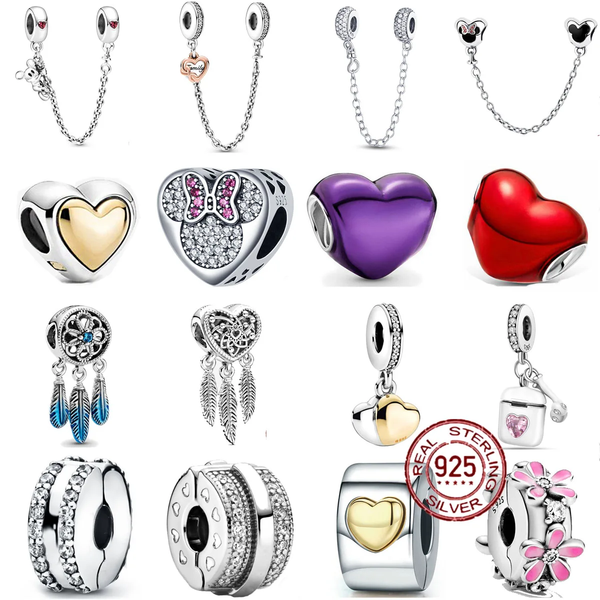 

2021 New Charm 925 Sterling Silver Love Heart Girl Boy Beads Bead Fit Original Bracelet Snake Chain Beaded Women Gift