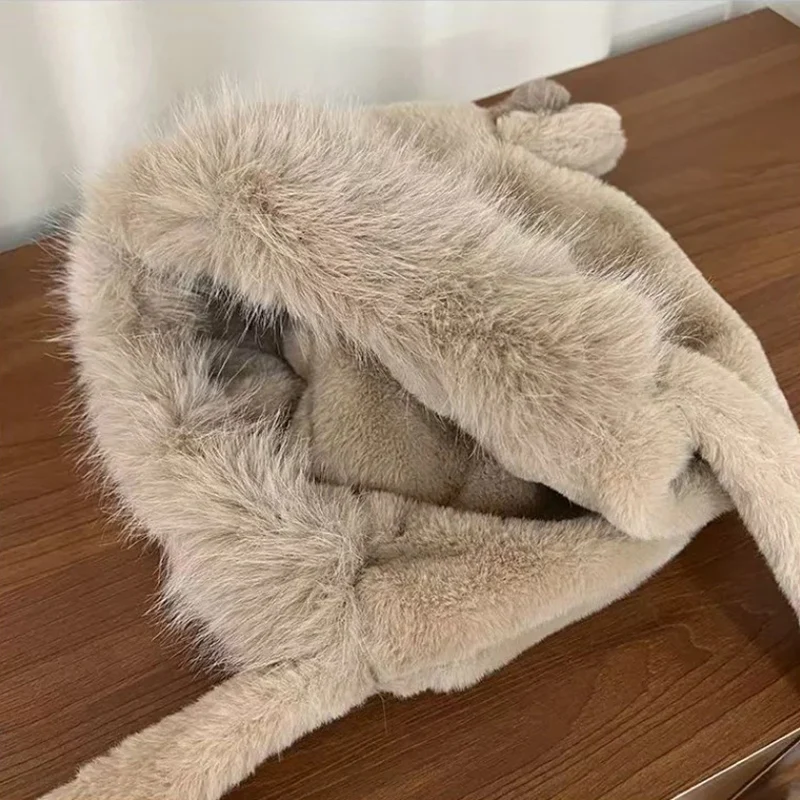 Bufanda tejida con orejas de zorro para mujer