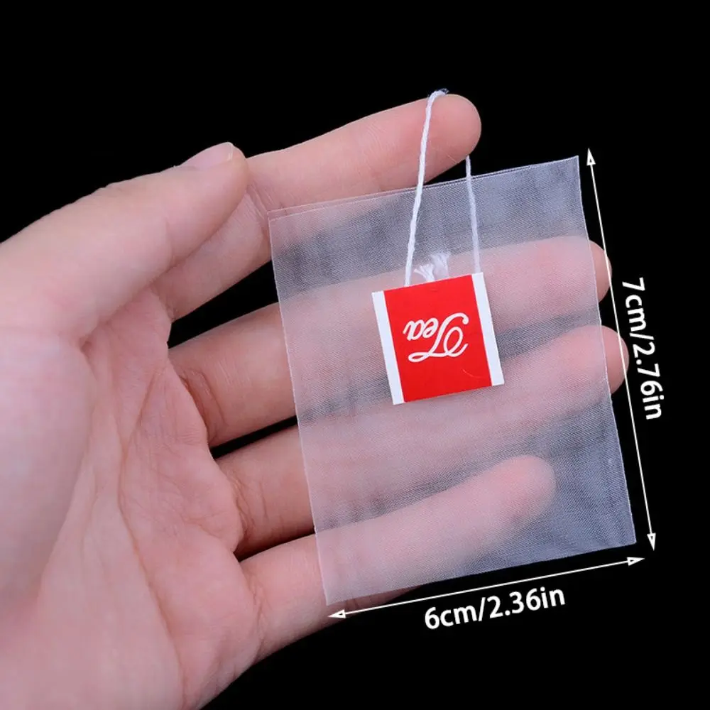 100Pcs Durable Transparent Disposable Transparent Teabags with String Heat-sealable Empty Tea Bags Nylon Filter Paper Teabags