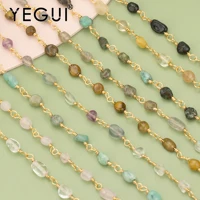 YEGUI C324, chaîne, sans nickel, plaqué or 18 carats, cuivre, pierre naturelle, fait à la main, collier de bracelet à bricoler soi-même, fabrication de bijoux, 1 m/lot 1