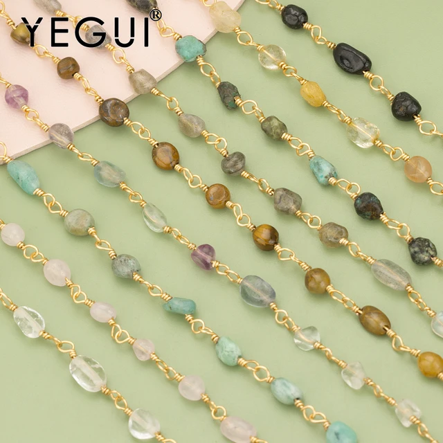 YEGUI C324, chaîne, sans nickel, plaqué or 18 carats, cuivre, pierre naturelle, fait à la main, collier de bracelet à bricoler soi-même, fabrication de bijoux, 1 m/lot 1