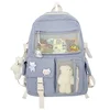 Buckle Badge School Backpack Candy Color Fashion Cute Schoolbag Shoulder Student Bag Teenage Girls College Backpack 1