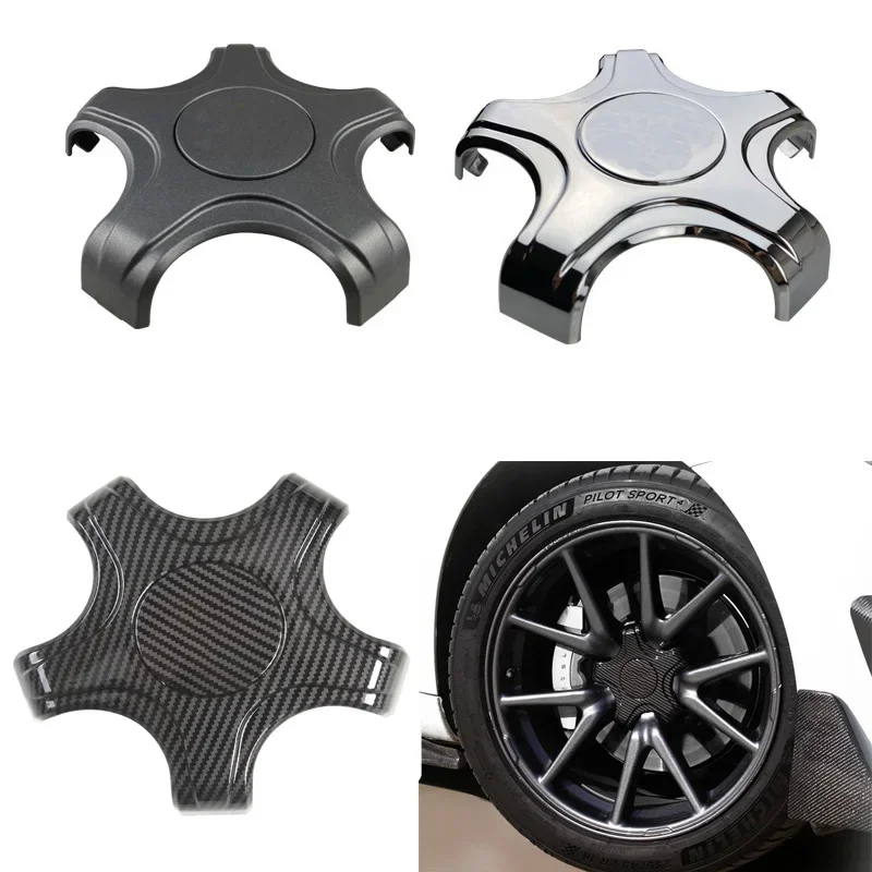 

4PCS for Tesla Model 3 Upgraded Five Claw Wheel Center Caps Hub Cover Carbon Fiber ABS Lug Nut Covers Hubcaps Auto Deocration