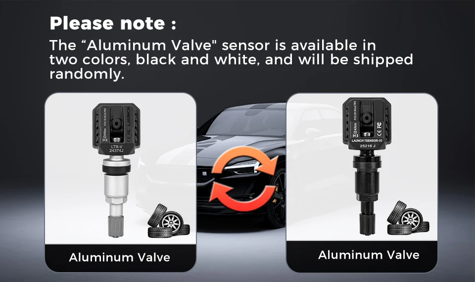 LAUNCH LTR-03 TPMS-Sensor 315 MHz/433 MHz Dual-Frequenz-Schraubmetallventil Reifendrucküberwachung Programmierbar Ersetzen Sie den OE-Sensor – Detail 2