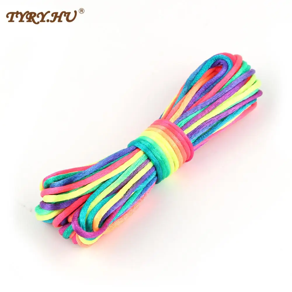 TYRY.HU MultiColor 10meter Satin Nylon Cord Solid Rope For Jewelry Making  Beading Cotton Cord For Baby 2mm Braided Silk Cord