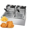 Dual Tank 6L+6L Electric Deep Fryer with Removable Oil Filtration Basket and Lid Automatic Thermostatic Fish Fryer for Home Use 1