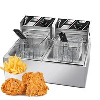 Dual Tank 6L+6L Electric Deep Fryer with Removable Oil Filtration Basket and Lid Automatic Thermostatic Fish Fryer for Home Use 1