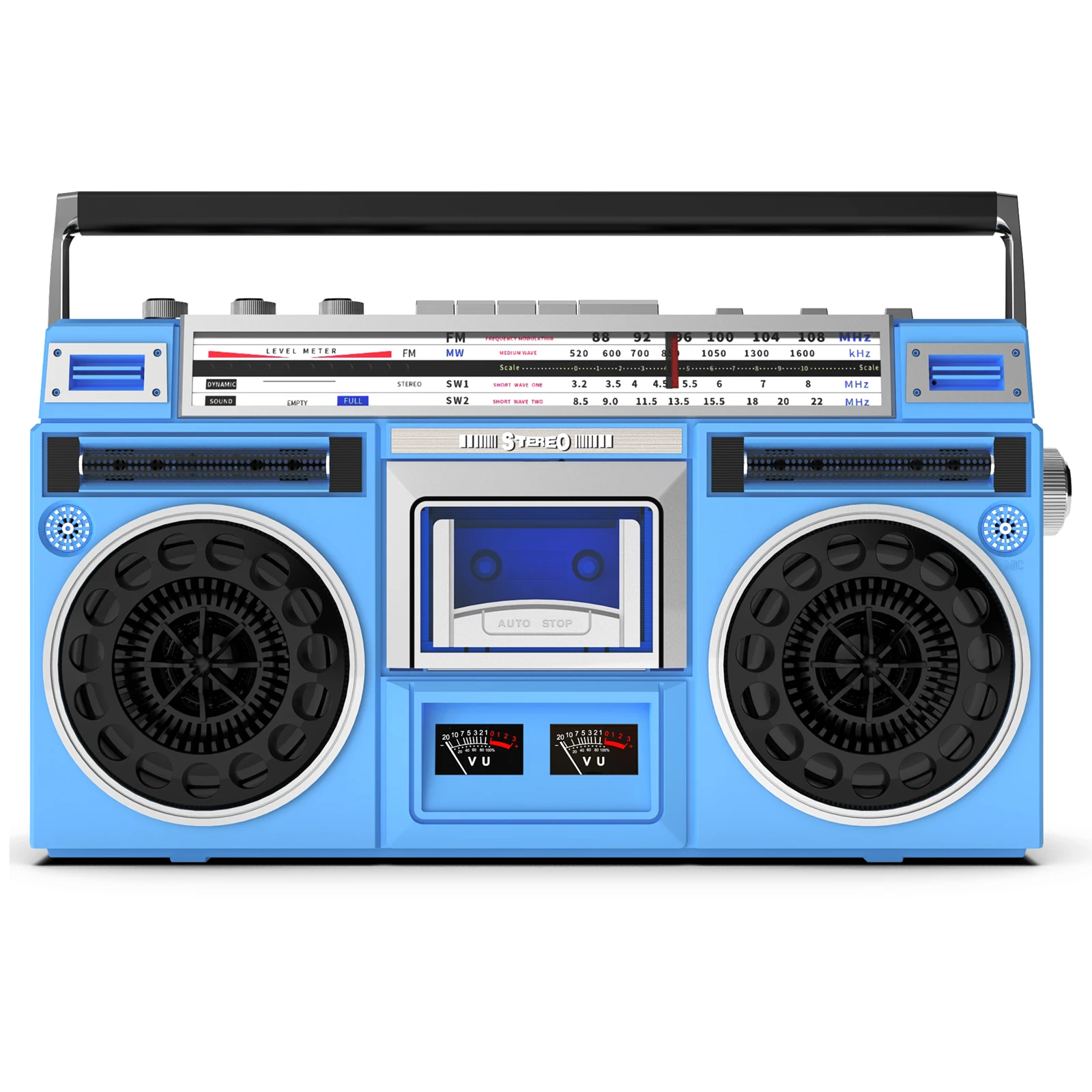 Boombox Radio Cassette Player Recorder, AM/FM -SW1/SW2 Radio, Wireless Streaming, USB/Micro SD Slots,Convert Cassettes to USB