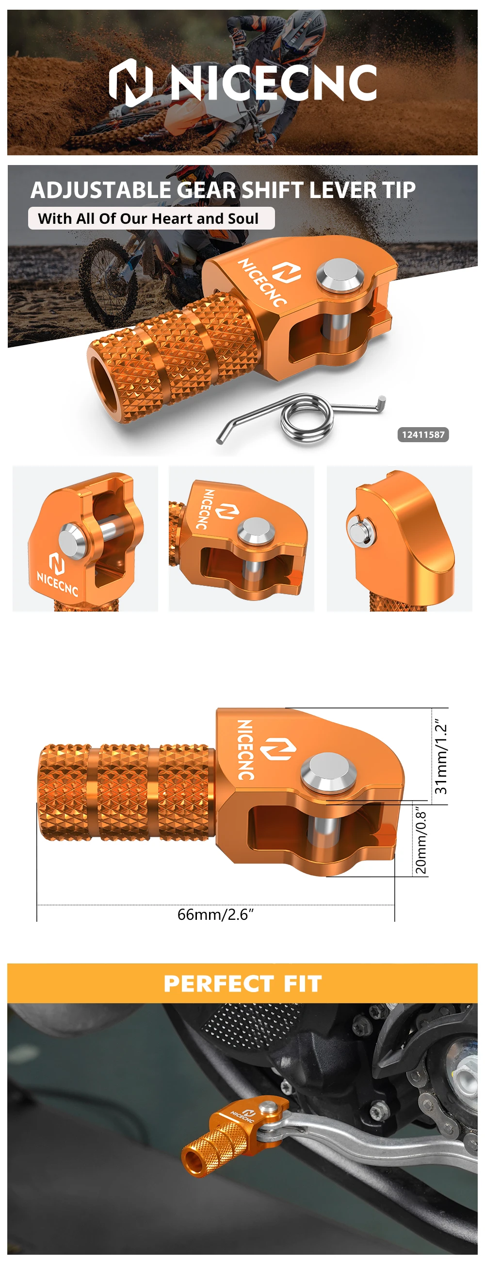 Bremspedalplatte Schalthebelspitze für KTM EXC 300 EXCF 350 SX 125 SXF 250 SXF 450 XC XCF XCW 500 XCW-F TPi SIX DAYS 2017–2024 – Detail 1