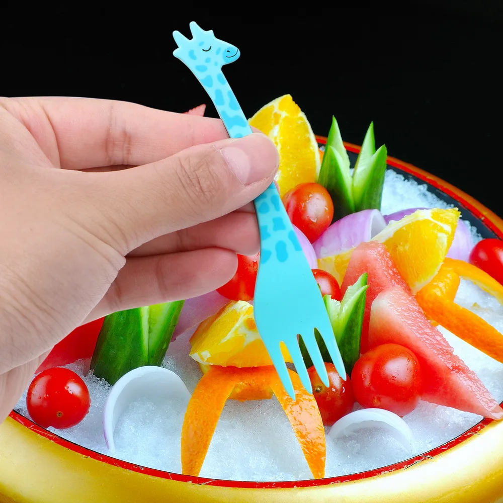 12-Piece Cartoon Giraffe Snack Toothpick Set - Fun Tableware Food Picks