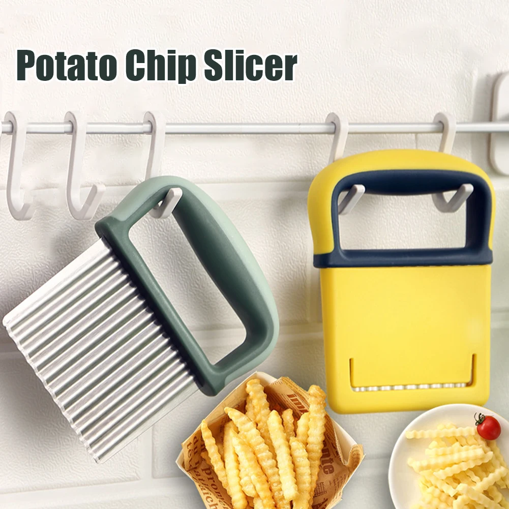 

Stainless Steel Potato Chip Slicer Vegetable Wavy Slicer Knife Potato Cutter Chopper Home Kitchen French Fry Maker Bakery Gadget