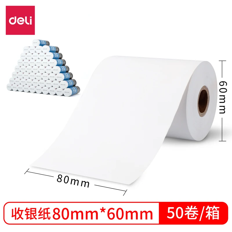 1 ROLL Deli 3144 Cash Register Paper Roll 80x60mmx27m Thermal Paper Heat Sensitive Thermal Cash For CASH Machine