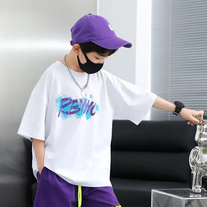 Fashion Children's T-shirt Summer Street Cartoon Print T-shirt Boys or Girls' Clothing 100% Cotton Children's Short Sleeve Tops - Image 4