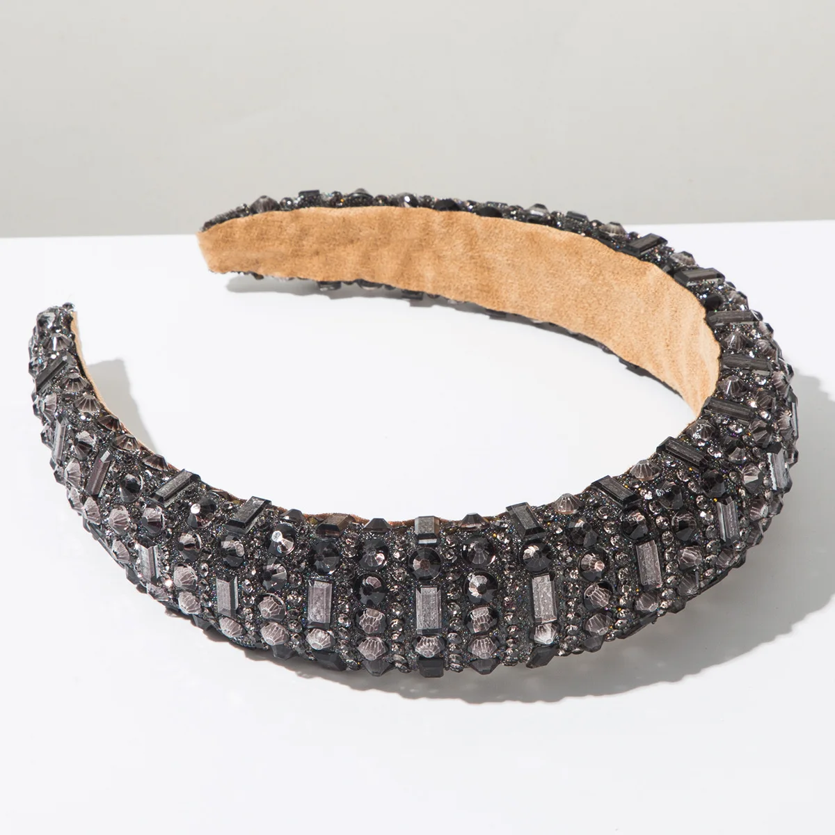 Damen Koreanischer Stil Samt-Blumen-Haarband Voll Glänzendes Strass-Breitband Elegantes Bankett-Mode-Haaraccessoire – Detail 13