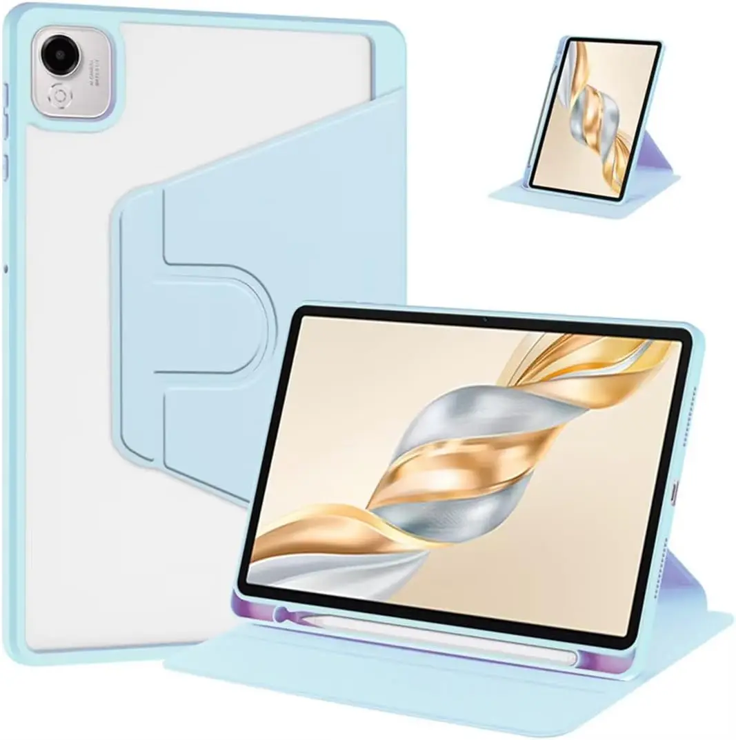 Premium 11.5 Acrylic Back Tablet Case with 360° Rotating Stand and Pencil Holder