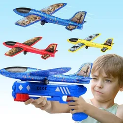 Kids Toys Catapult Plane Gun-style Launching Aircraft Gunner Throwing Aircraft Toys for Boys Birthday Christmas Gifts