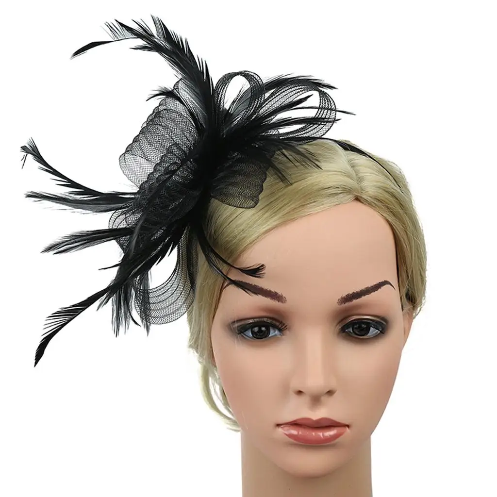 Women 1920s Flapper Headband Feather Hair Band Cocktail Party