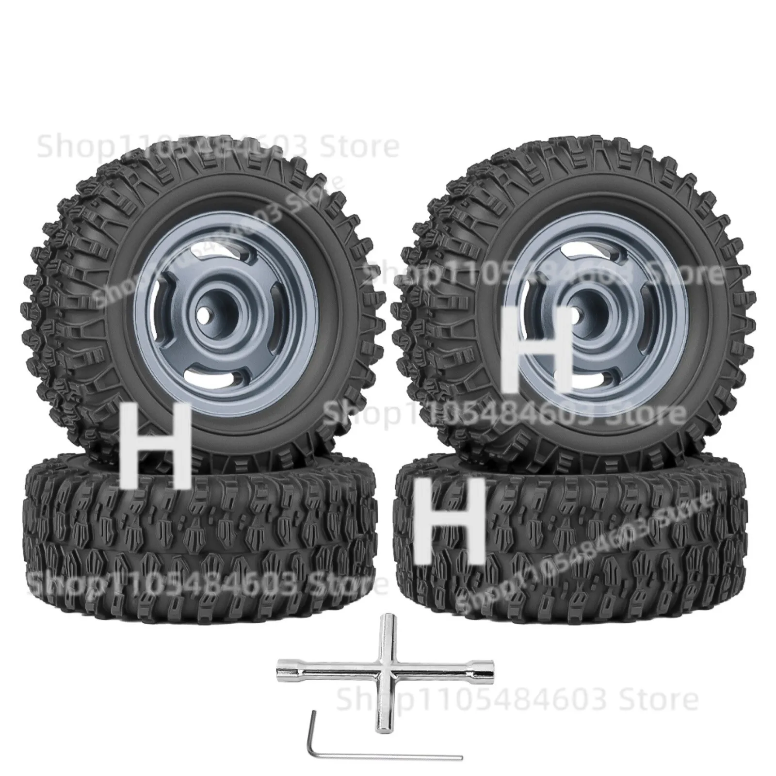 트랙사스 1/18 TRX4M 랜드로버 TRX4MT RC 자동차용 1.3인치 휠 및 타이어(4개)