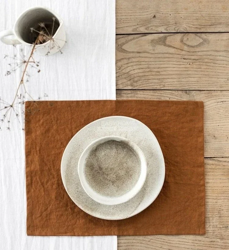 Stone Washed Linen Napkins Restaurant 30x45cm Christmas Dinner Cloth Placemat Soft Pure Linen Classical Home Table Decor