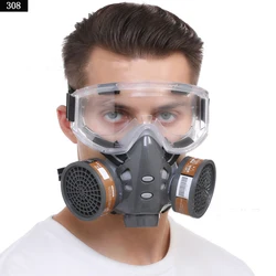 Ultimate Protection Full Face Respirator Mask with Safety Glasses and Filter (Half Mask andGlasses)