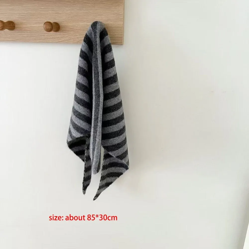 새로운 줄무늬 니트 삼각형 스카프 부드러운 다기능 숄 방한 방풍 넥커치프 소년과 소녀용
