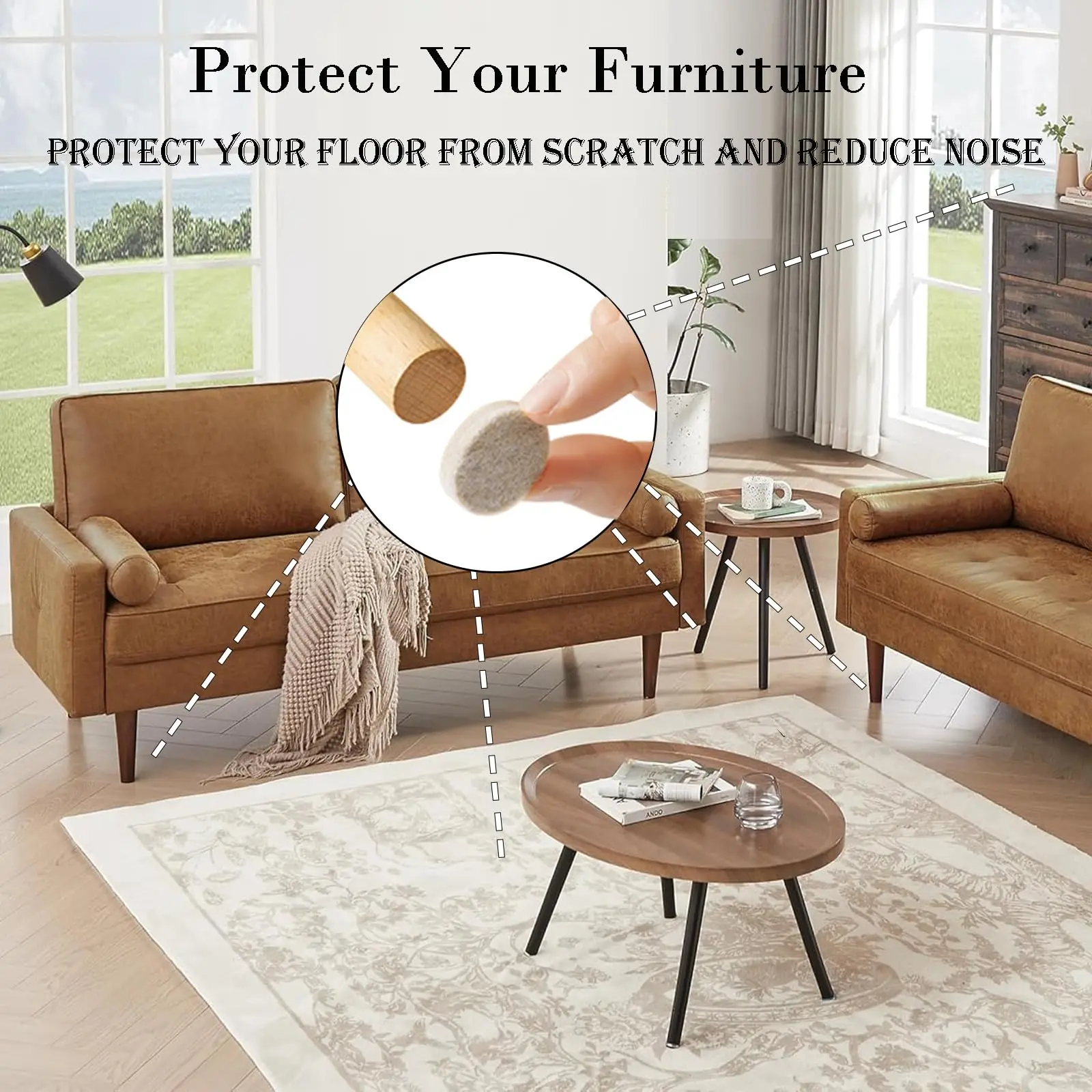 136개입 가구 패드 - 나무 바닥용 자가 접착 의자 펠트 패드, 가구 다리 바닥 보호대, 긁힘 방지