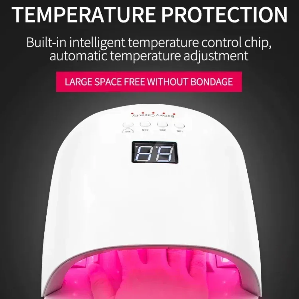Rechargeable Nail Lamp 86W Wireless Gel Polish Dryer Red Light Manicure Light with Handle Cordless Nail UV LED Lamp 3