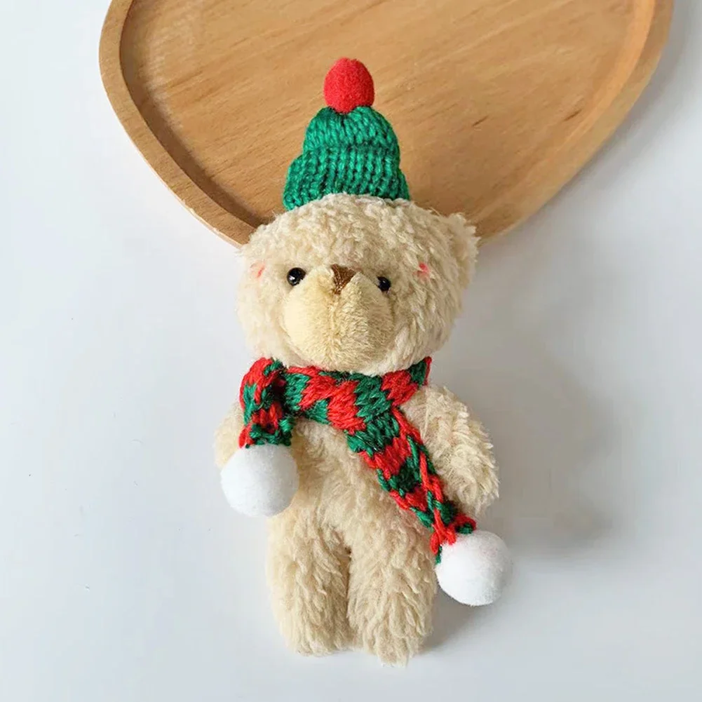 15cm Kawaii Teddy Bear stuffed animal keychain plush doll Christmas decorations Keychain Cartoon Christmas Bear Plush Doll Key Chain Bag Pendant For Girl Christmas Gifts