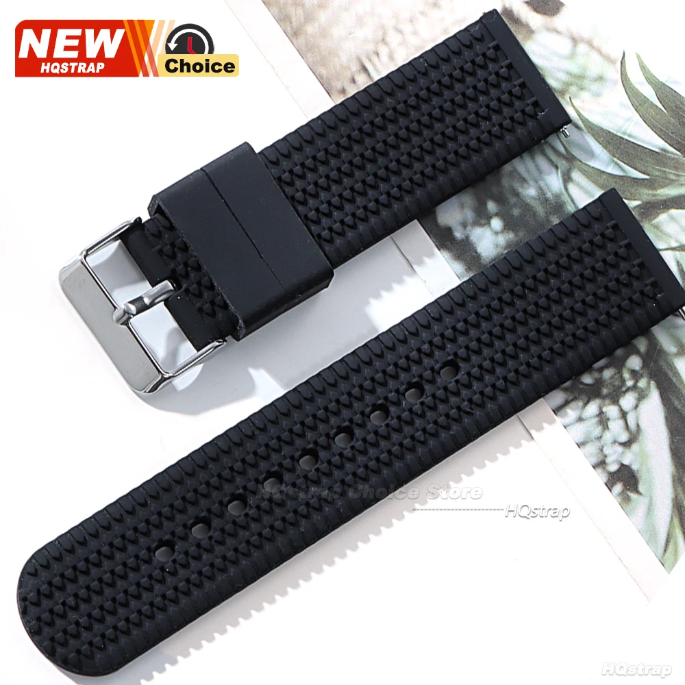 Waterproof Silicone Quick Release Smart Watch Band - Black & Green Rubber Wristband