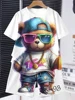 Anime Trend Bear Print Short Sleeve T-shirt Shorts 2 Summer Men's Fashion Street Short Sleeve Suit Heat Insulation Anti-wrinkle 5