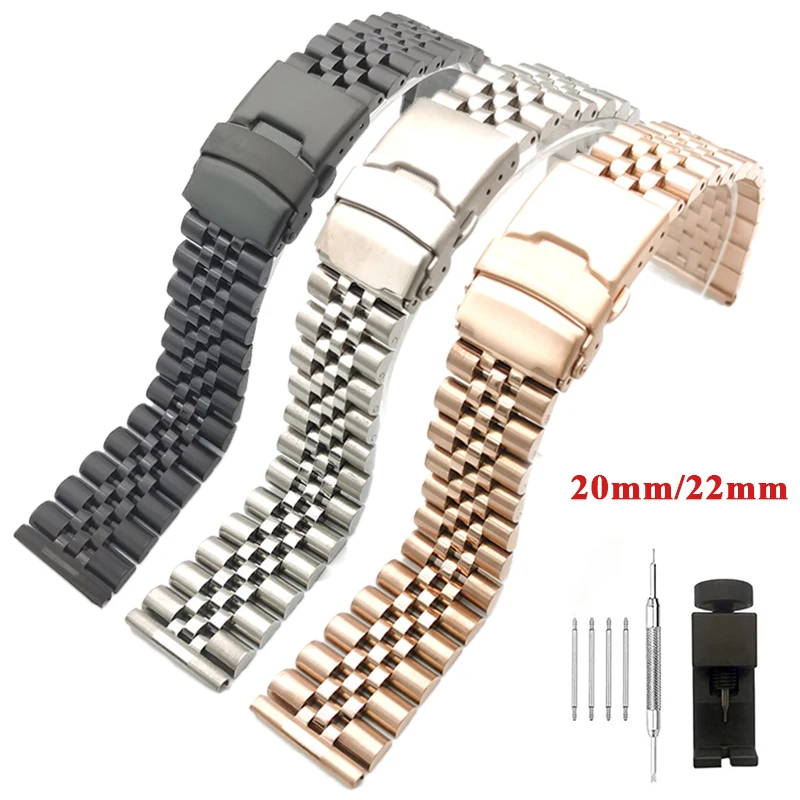20 22Mm Cinturino In Acciaio Inossidabile Cinturino In Metallo Con Fibbia Solida Per Seiko Per Rolex Water Ghost Per Bracciale Jubilee Cinturino Da Uo
