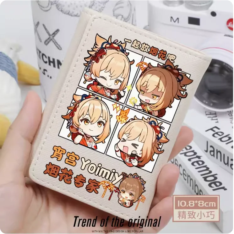 Anime Genshin Impact Yoimiya Fashion Wallet PU Purse Card Coin Hasp Money Bag Cosplay Gift B103