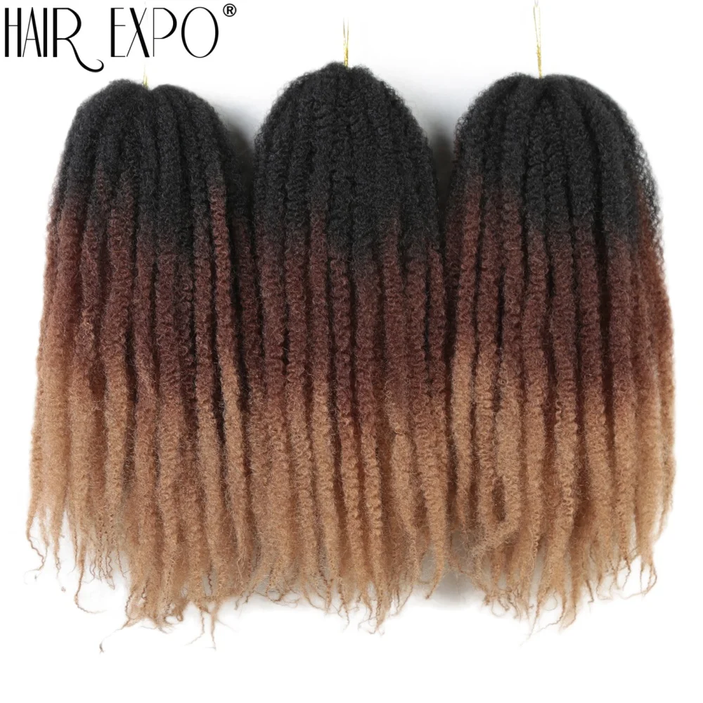 Marley Hair 18Inch Synthetic Marley Braiding Hair Ombre Black Brown Blonde for Afro Kinky Marley Twist Braiding Hair For Women 1