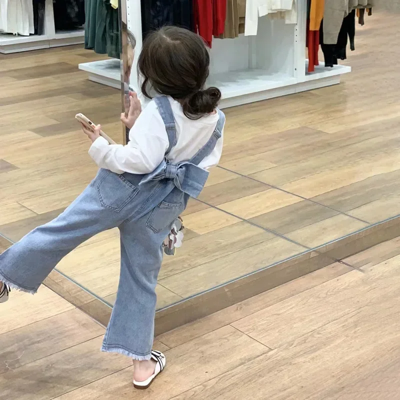 تي شيرت للأطفال بأكمام طويلة وحمالات جينز بحمالات...