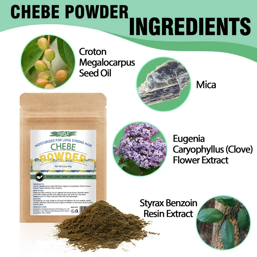 GOIPLE Chebe Powder-Contains Natural Ingredients Promotes Strong and Healthy Hair Strengthens & Thickens Formulated for Dry Hair 4