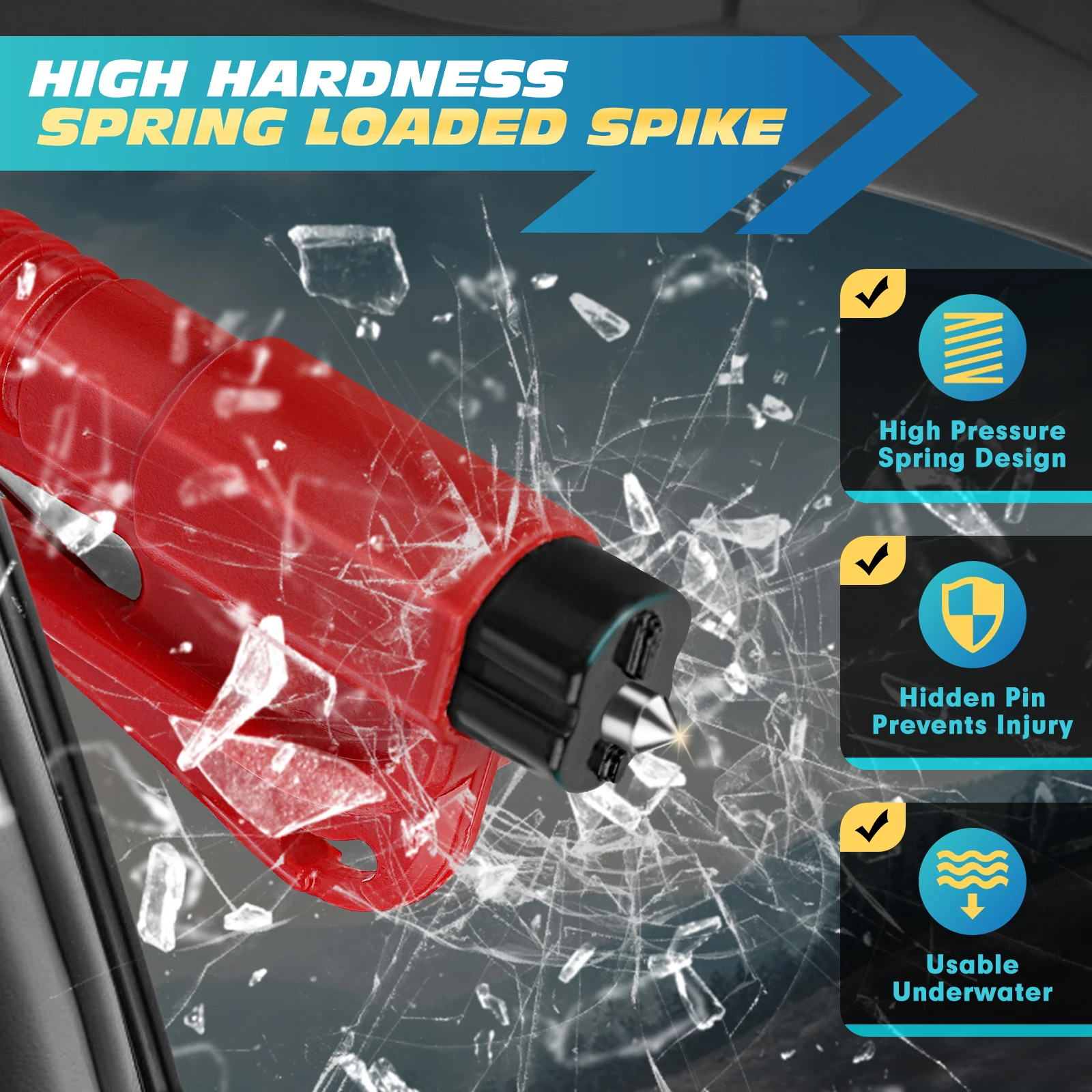 Car Window Breaker Tool 8PCS 3 in 1 Glass Breaker Seatbelt Cutter Survival Whistle Emergency Car Escape Tool