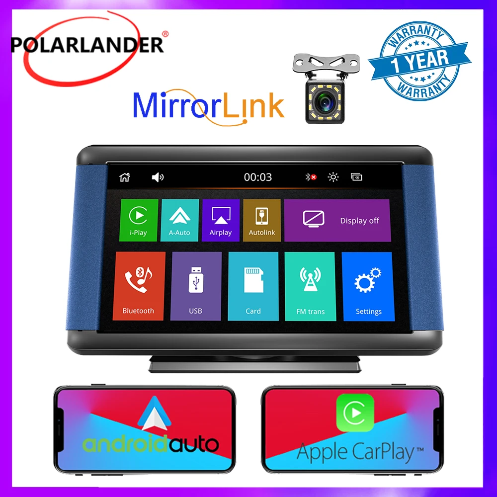 

Car Multimedia MP5 Player Wired/Wireless Screen Casting CarPlay Rear View Function 7 Inch Bluetooth Wired/Wireless Android Auto