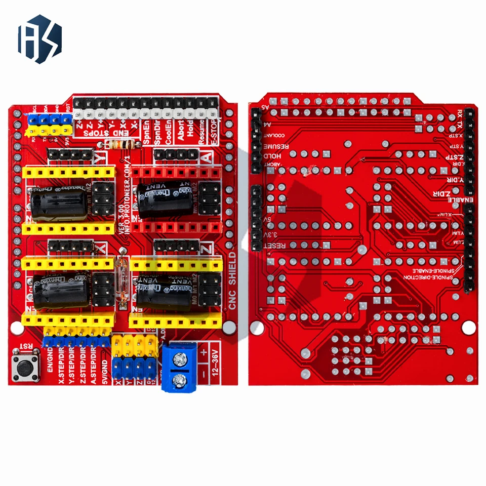 Youmile CNC Shield V3.0 Uitbreidingsbord Kit Met Board voor Arduino, 4 STUKS DRV8825 Stappenmotor Driver en Koellichaam, 10 STUKS Jumper Cap, USB- kabel Voor Graveermachine