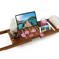 ชั้นวางของในอ่างอาบน้ำแบบพับเก็บได้ตัวยึดแท็บเล็ตโทรได้แบบเคลื่อนที่ได้ของโรงแรมทำจากไม้ป้องกันการกัดกร่อน 2