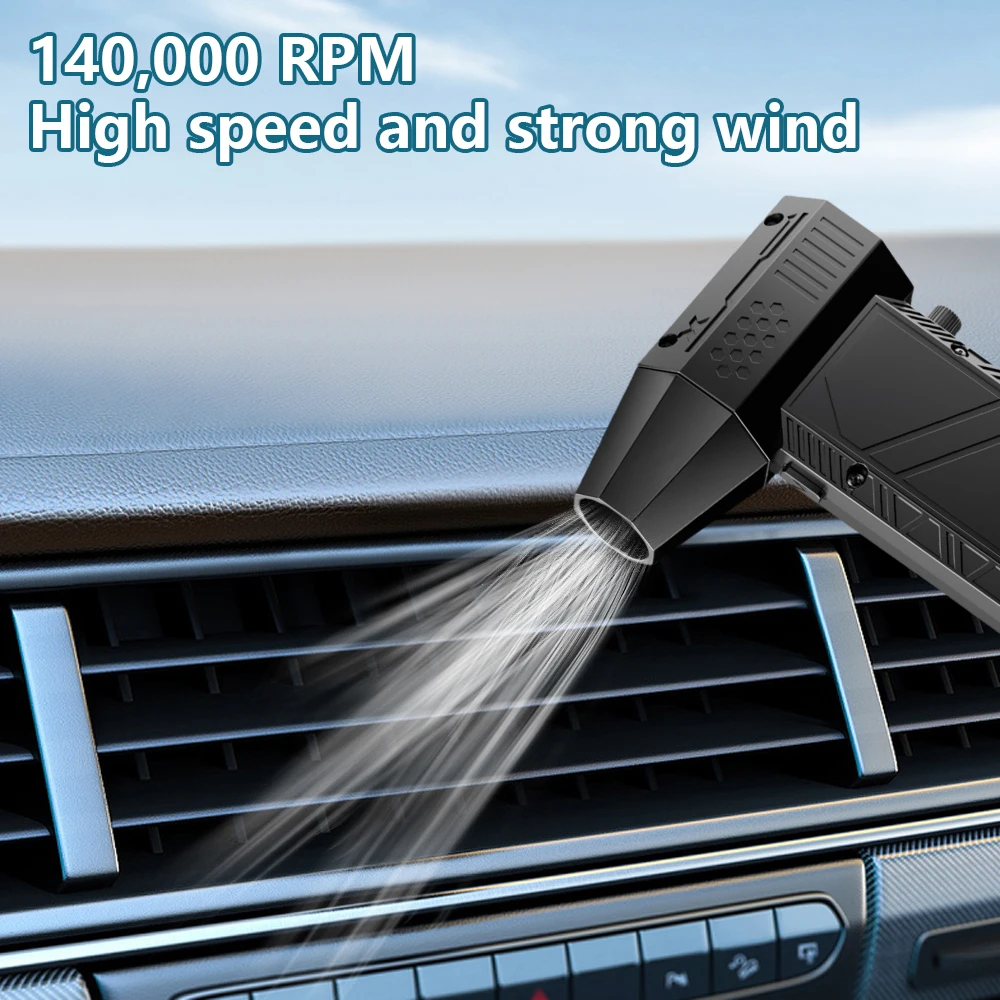 13W High-Power Turbine Blower Lithium Battery Fan for Car Wash Dust Snow Removal Perfect for Camping