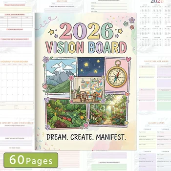 Vision Board e Planner degli Obiettivi 2026: Manifesta la Tua Migliore Vita con Pianificazione Strategica Mensile e Trimestrale, Quaderno per Obiettivi SMART