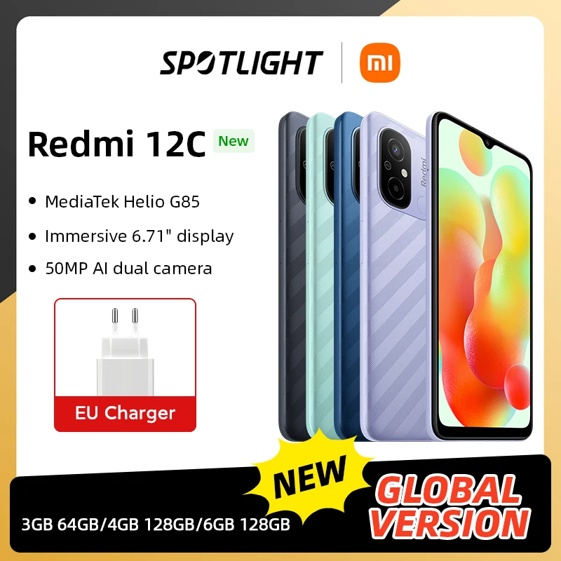  【World Premiere】Global Version Xiaomi Redmi 12C 12 C Smartphone 50MP AI Camera MTK Helio G85 6.71 Inch Display 5000mAh Battery 
